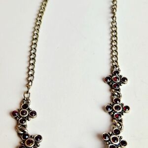 Elegant Silver and Red Gemstone Necklace